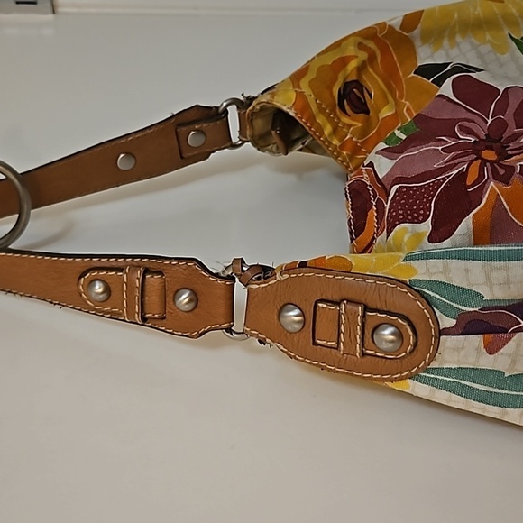 VTG 1970s FOSSIL Floral Canvas Boho Carpet Key-per Shoulder Bag - Picture 7 of 12